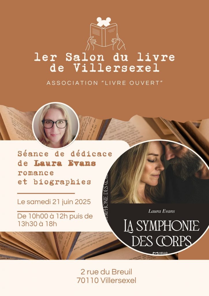 affiche dédicace de Laura Evans au 1er salon du livre de Villersexel